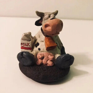 Vintage BFD Cow Figure Milk Carton Resin 2.5 Inch  Tall